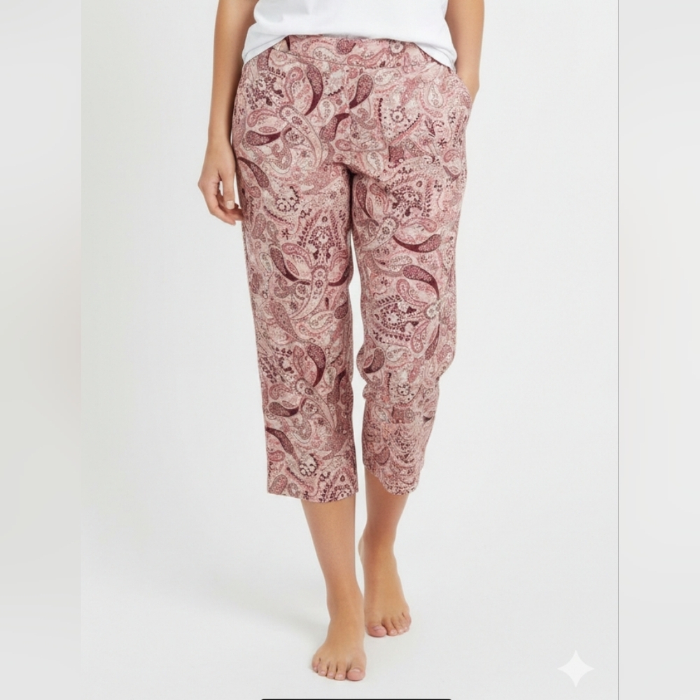 Roaman's Pink Paisley Floral Comfy Lounge Casual Pants Boho 16W